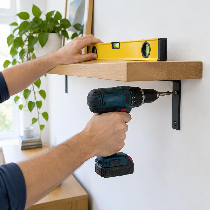 Instalación de un estante con nivel